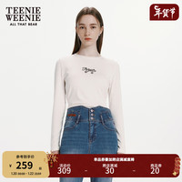 Teenie Weenie【莫代尔】小熊长袖T恤2024简约打底衫白色混纺 象牙白 160/S