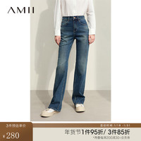 AMII2024春休闲百搭直筒裤牛仔裤长裤女皮牌裤子12441248 牛仔蓝 155/64A/S
