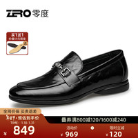 零度Zero男士商务休闲皮鞋2024春夏真皮软底软面轻便舒适套脚男鞋 黑色DF1817(金属搭扣) 40