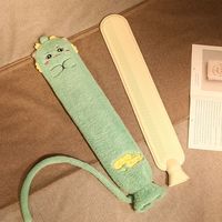 琉滋热水袋 长条型灌水注水式卡通毛绒暖脚暖手宝暖肚子取暖水袋暖手 绿龙HZ长条热水袋 小号约53cm 注水约700ml