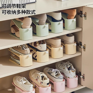 松册鞋子收纳双层鞋架门口多层家用鞋柜鞋托架隔板放鞋盒置物架 【1个】透明黑-可调节鞋架