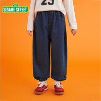SESAME STREET儿童牛仔裤春秋装2024洋气大童女童裤子男女童长裤子 蓝色 120cm