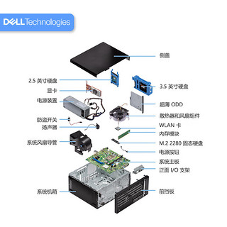 戴尔(dell)OptiPlex 7010MT台式机电脑商用办公主机（i5-12500 32G 256G+1T机械 集显）23.8英寸  加购23.8英寸