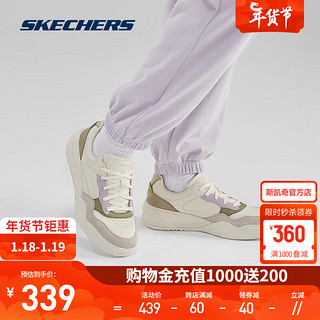 斯凯奇（Skechers）女士绑带休闲板鞋休闲鞋运动185022 乳白色/棕色/OWBR 36.5