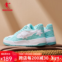 乔丹QIAODAN 星星鞋板鞋女鞋休闲鞋复古帆布鞋潮流运动鞋 乔丹白/宁静蓝 35