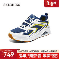 斯凯奇（Skechers）男子复古老爹鞋厚底休闲运动鞋缓震慢跑步鞋蝴蝶鞋TRES-AIR183081 白色/海军蓝色/WNV 45.5