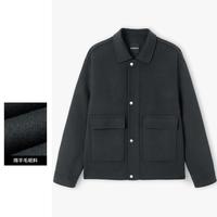 gxgjeans20深灰色品质绵羊毛呢男式夹克外套男