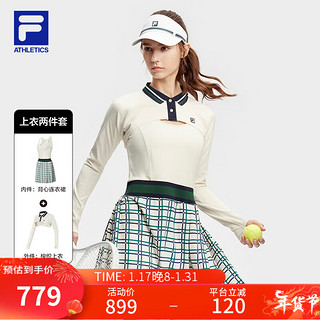 FILA 斐乐女子连衣裙两件套2024春季修身网球运动连衣裙 满印一-ZA 165/84A/M