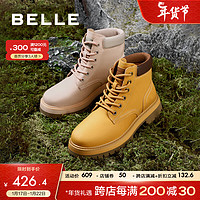 百丽时髦大黄靴女酷帅工装靴加绒Z9T1DDD3 粉色 36