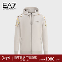 阿玛尼EMPORIO ARMANI男装EA7男士嵌片连帽运动卫衣外套 XL