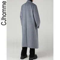 CJHOMME 冬季宽松双排扣百搭简约2023男士加厚中长款毛呢大衣