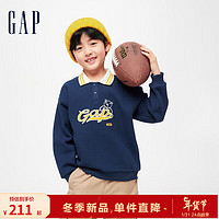 Gap男女童冬2023LOGO加绒保暖POLO衫890024儿童卫衣 海军蓝 160cm(XL) 亚洲尺码