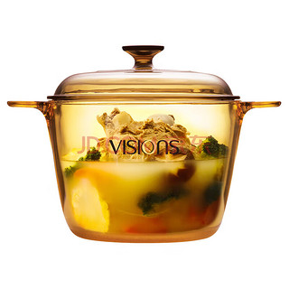 康宁（VISIONS）1.5L+3.5L晶彩透明深汤锅炖锅 +晶莹餐具饭碗4件组锅具套装