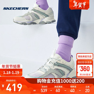 斯凯奇（Skechers）秋冬女子轻便复古厚底时尚机能风跑步鞋 117308-WMLT 白色/多彩色 38.5