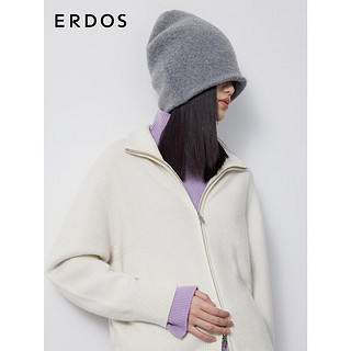 ERDOS 纯羊绒圆顶多色四平保暖针织帽女士帽子 玛瑙灰 52cm