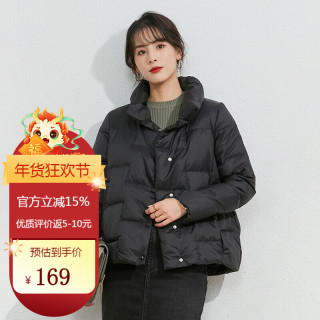 美茵曼丽 羽绒服女短款 茵曼  黑色 M（100-120斤）