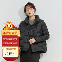 美茵曼丽 羽绒服女短款 茵曼  黑色 M（100-120斤）