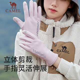 骆驼（CAMEL）户外骑行手套男女冬季骑车防寒保暖加绒手套防风防水可触屏 暗夜黑