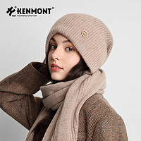 卡蒙（Kenmont）山羊绒纯色百搭毛线帽女显脸小双层护额保暖羊毛针织帽km-9502 经典驼