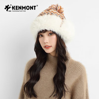 卡蒙(Kenmont)彩虹羊毛毛线帽保暖针织帽女防寒加绒护耳雷锋帽飞行员潮km-9520 柑橘黄