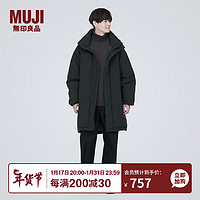 MUJI 無印良品 无印良品（MUJI）男式 不易沾水 立领羽绒大衣男士羽绒服外套秋冬 保暖 AD0ULA3A 黑色 XL（180/104A）