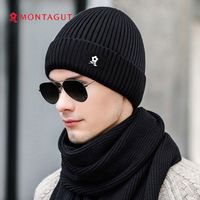 MONTAGUT 梦特娇 男士帽子冬季保暖帽加绒加厚骑车防寒针织毛线帽