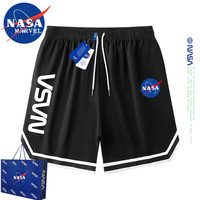 NASA MARVEL短裤男夏季五分裤休闲中裤宽松弹力沙滩裤运动情侣款 灰色