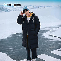 SKECHERS 斯凯奇 长版羽绒抽绳连帽立领保暖休闲外套L423M161