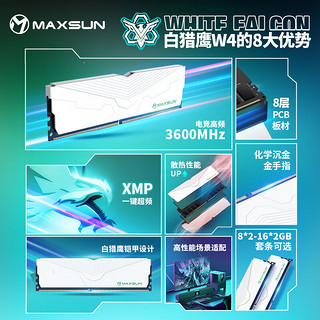 MAXSUN 铭瑄 16GB DDR4 3200 台式机内存条 W4白猎鹰系列马甲条