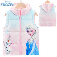 迪士尼爱莎儿童羽绒马甲女童马甲冬季外穿羽绒背心艾莎公主秋冬 110