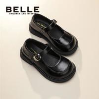 BeLLE 百丽 童鞋24年春季新年儿童皮鞋返校鞋宝宝演出单鞋 黑色34码 34码/参考脚长20.2-20.8cm