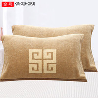 金号纯棉枕巾2条装 成人家用加大加厚款枕巾 舒适亲肤 四季通用 S2206棕色2条