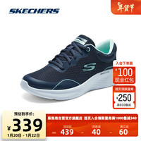 斯凯奇Skechers跑步鞋女跑步缓震舒适透气鞋子150048 海军蓝色/青绿色/NVTQ 38.5