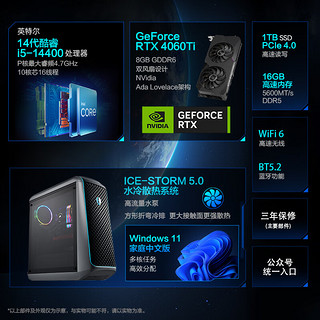 雷神(ThundeRobot)黑武士·星链 游戏台式电脑电竞主机（14代i5-14400 16G RTX4060Ti 1T B760 650W） 【14代i5】RTX4060Ti+16G+1T