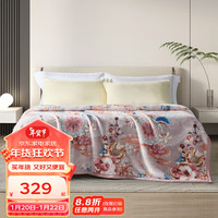 富安娜 FUANNA家纺 毯子冬季加厚双层被毯铺床盖毯多功能保暖宿舍家用毛毯 双层云毯-汐瑶/4000g 200*230 cm