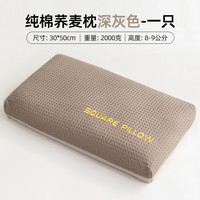 南极人全棉华夫格荞麦枕头单只深度睡眠颈椎枕成人睡觉枕套+枕芯 深灰色-【单只装】 30x50cm【全棉华夫格荞麦枕】