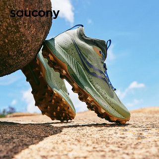 Saucony索康尼游隼13冬季男鞋户外防滑越野跑鞋训练运动鞋子 绿黑30【ST高帮】 42.5