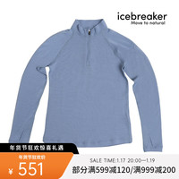 破冰者 icebreaker美利奴羊毛儿童260 Tech长袖半拉链保暖打底衫滑雪内衣104499 104499-885浅蓝色-上衣 5