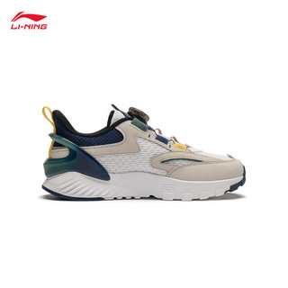 LI-NING 李宁 银河 V2丨青少年休闲鞋男鞋2024春季减震LOGO撞色运动鞋YKCU008 南极灰/标准白/藏青蓝-5 37