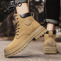 卡帝乐鳄鱼（CARTELO）马丁靴男秋冬季英伦风靴子男靴高帮沙漠黄靴增高工装靴 黄色 42