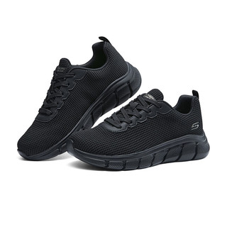 斯凯奇Skechers女鞋黑色跑步鞋耐穿耐磨网布透气鞋117346 黑色/B 38.5