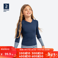 迪卡侬（DECATHLON）儿童泳衣游泳衣裙女童分体泳衣比基尼宝宝中大童SBT 深藏青色 8岁