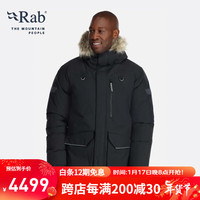 睿坡 Rab Arctus750蓬鹅绒防泼水派克大衣防风保暖中长款男羽绒服 QDB-42 黑色 L