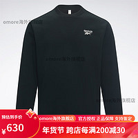 Reebok男女款运动休闲时尚纯色圆领套头衫卫衣 23RMF303UGH0 黑色 L