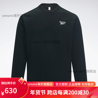 Reebok男女款运动休闲时尚纯色圆领套头衫卫衣 23RMF303UGH0 黑色 L