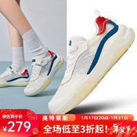 安踏(ANTA)年糕鞋丨休闲鞋女季网面轻便透气厚底休闲运动鞋 象牙白/工业蓝/经典红-4 36