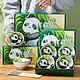 新款青花瓷碗礼盒套装 熊猫 6碗6筷套装