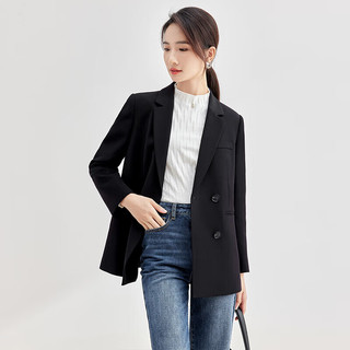 SENTUBILA 尚都比拉 秋季休闲通勤职场面试会议西装外套女高级感小西服 黑色 M