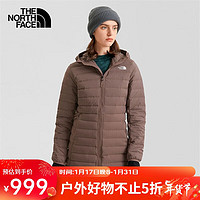 北面 羽绒服女户外保暖600蓬中长款羽绒外套7QW8 棕色/EFU  L