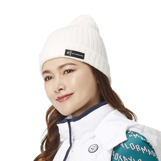 Taylormade泰勒梅高尔夫球帽子秋冬保暖女士运动户外针织帽遮阳帽 N87103 白色/米黄色 女士针织帽两件套